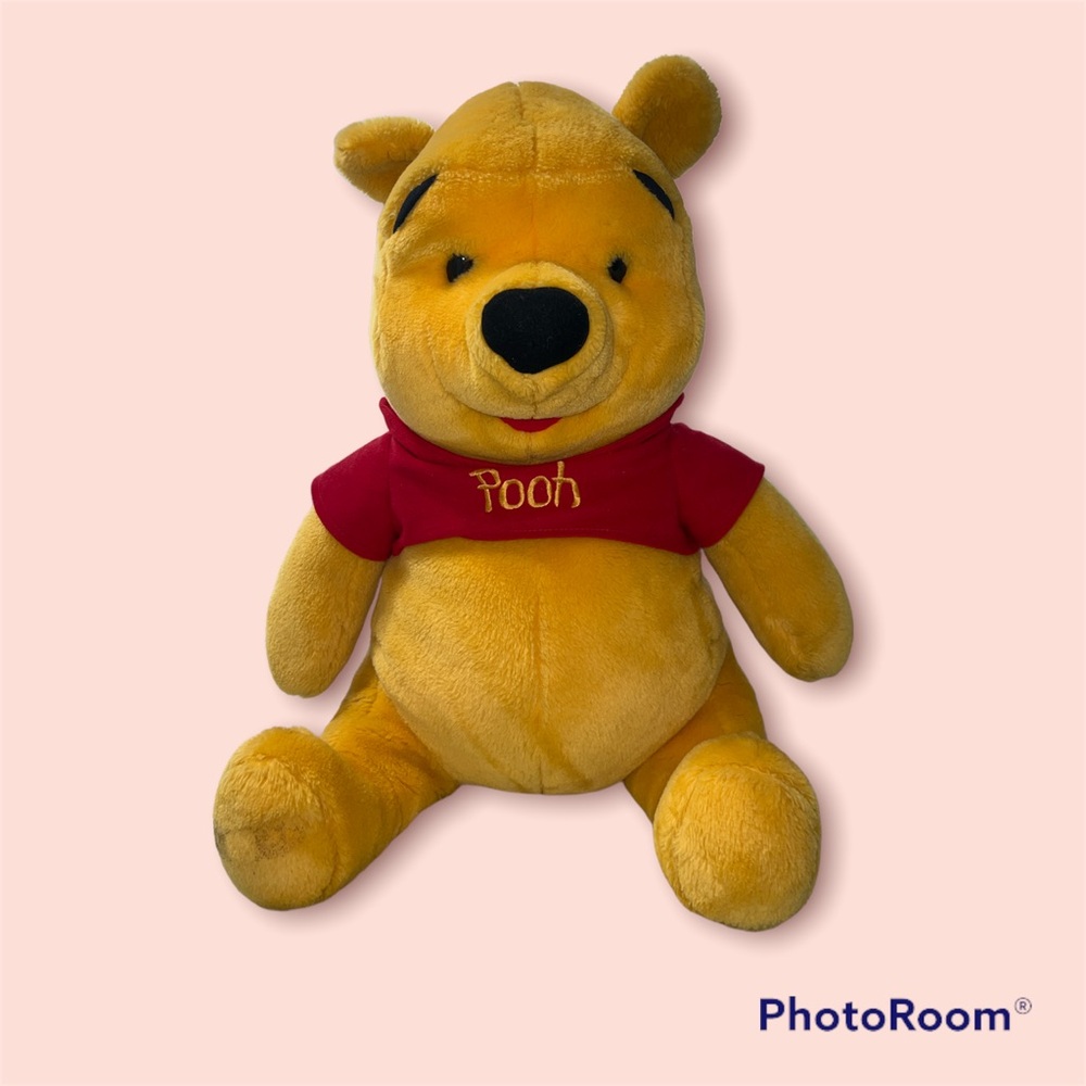 Disney Winnie the Pooh Vintage Stuffed Animal Yellow and Red